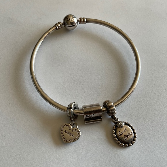 Pandora bangle and 7 pandora charms - Picture 1 of 3